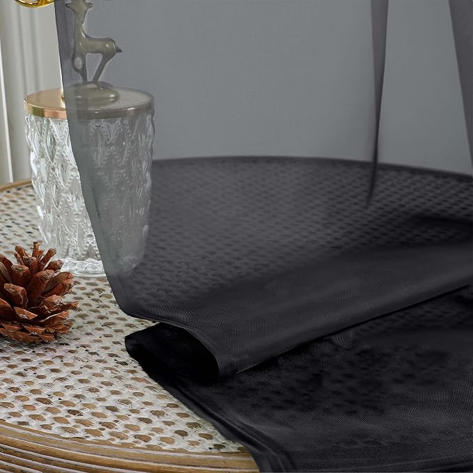 Black Sheer Curtains 120 Inches Long 2 Panels Set, Airy Lightweight Sheer Black - Image 7