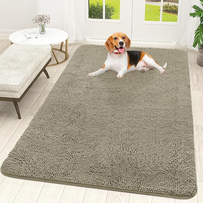 OLANLY Dog Door Mat for Muddy Paws 59x35, Super Absorbent Chenille Mud Mat | by OLANLY