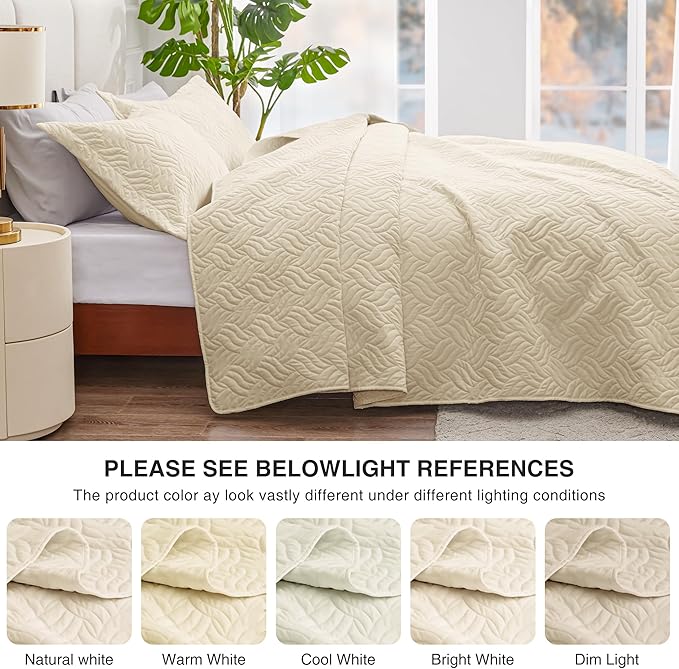 Love's cabin Twin Quilt Bedding Set Camel Bedspreads - Soft Bed Summer Lightweight Bedspread Comforter - Wave Pattern Bedding Coverlet for All Season - 2 Pieces (1 Quilt, 1 Pillow Sham)