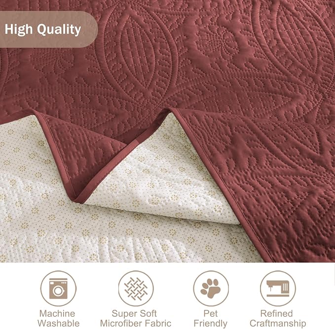 Red Loveseat Covers 2 Cushion Couch, Water-Repellent Sofa Cover - Image 7
