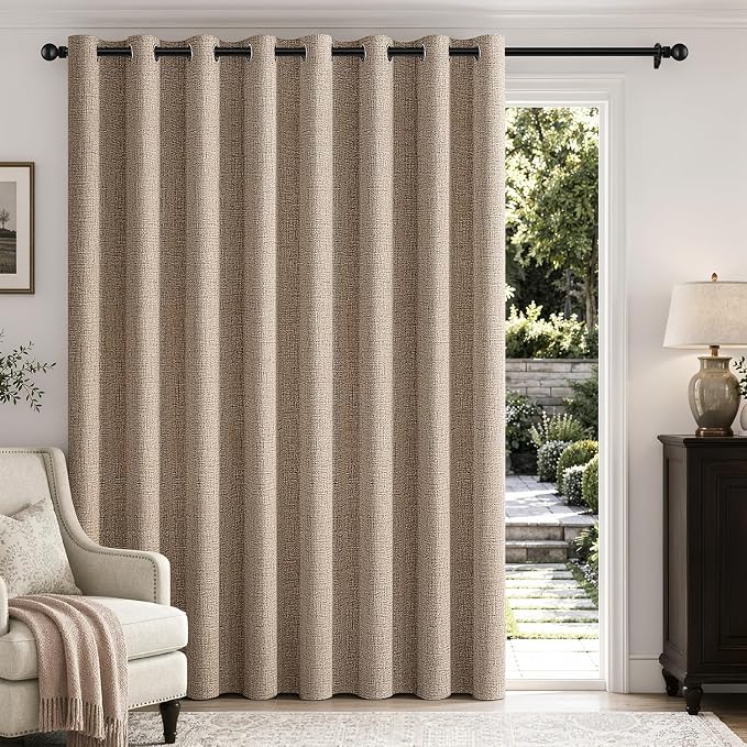 MIULEE Extra Wide 100% Blackout Linen Curtains 100x84 Copper Brown | Room by MIULEE