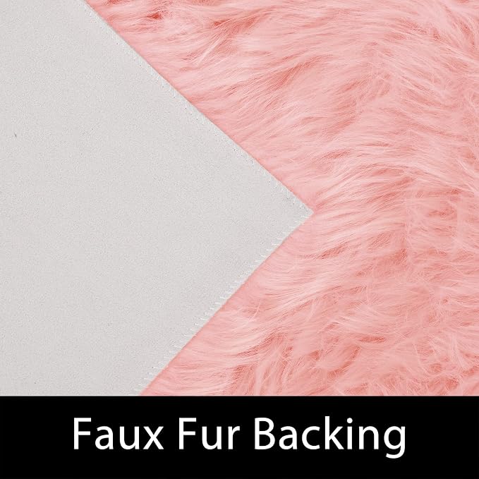 Latepis Pink Rugs for Living Room Area Rug 6x9 Faux Sheepskin Fur Rug for - Image 3