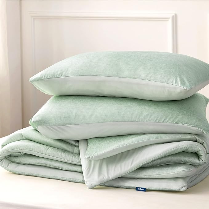 Bedsure California King Comforter Set - Cooling and Warm Bed Set, Sage Green Reversible Bedding for All Season, 3 Pieces, 1 California King Size Comforter (104"x96") and 2 Pillow Cases (20"x36")