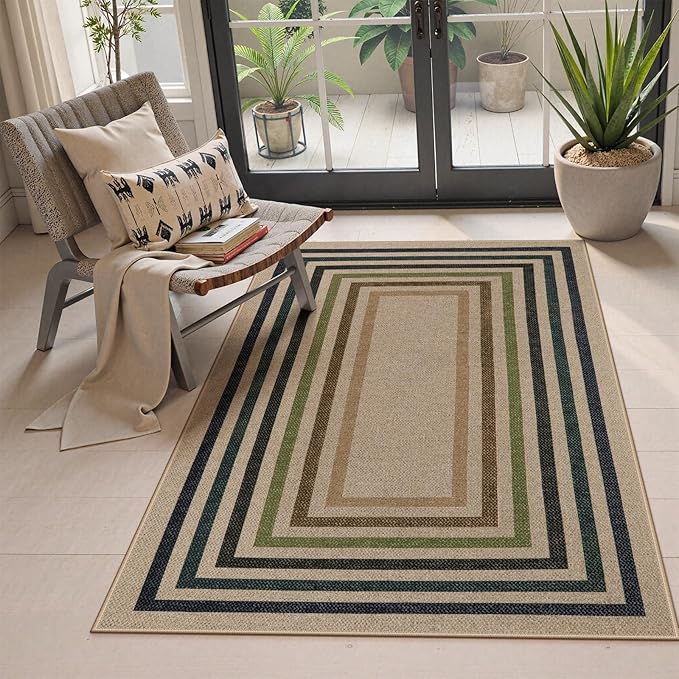 Lahome Mid Century Modern Easy Jute Rug, 3x5 Bordered Entryway Rug Non Slip | by Lahome