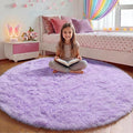 Light Purple Round Rug 4ft, Fluffy Soft Circle Area Rugs by ONASAR