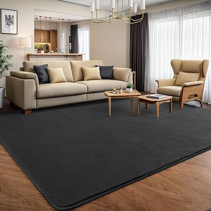 5x7 Area Rugs for Living Room Non Slip Dorm Bedroom Rug, Dark Grey | Modern - Image 3