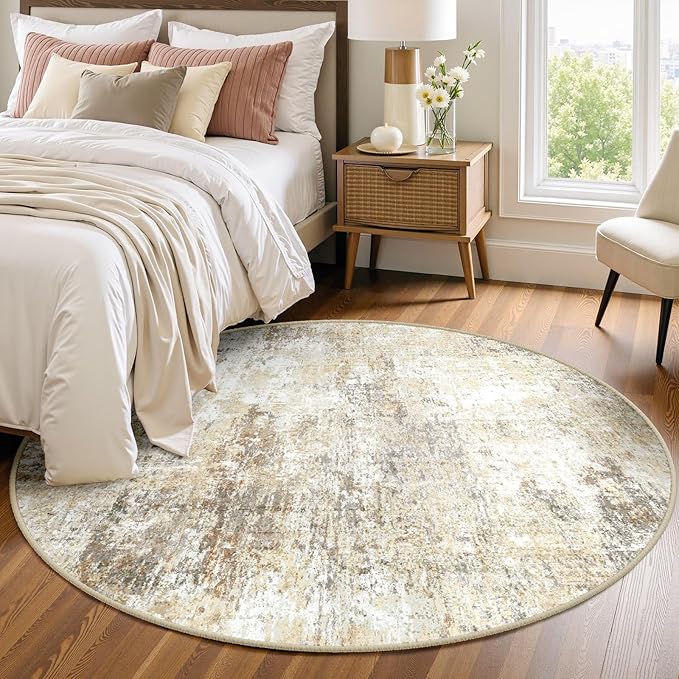 RELEANY Washable Round 4ft Area Rug by RELEANY