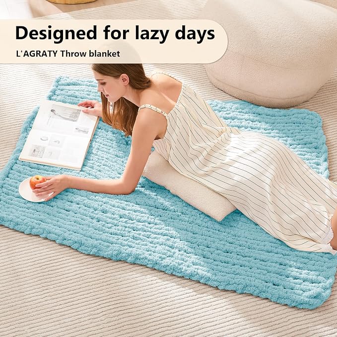L'AGRATY Chunky Knit Throw Blanket - Image 2