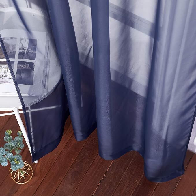 NICETOWN Dark Blue Sheer Curtains - Image 5