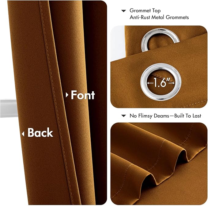 MIULEE Blackout Curtains for Bedroom 2 Panels 40 x 45 Inch Long Gold Brown | - Image 4