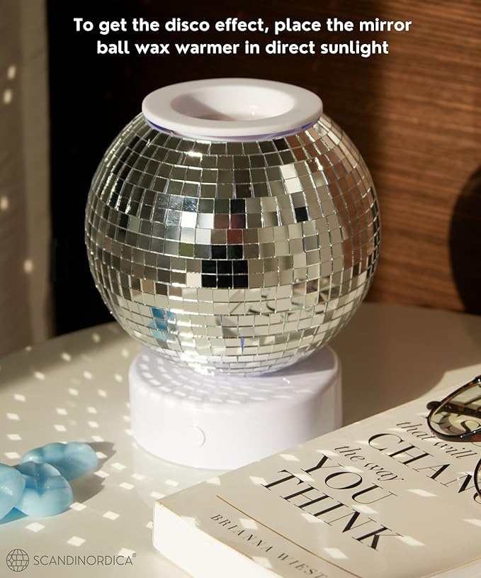 SCANDINORDICA Disco Ball Wax Warmer Rotating with Colors Changing Night Light, Cute Scent Oil Candle Wax Melts Warmer for Home, Disco Candle Warmer Wax Melter | Disco Ball Decor for Home