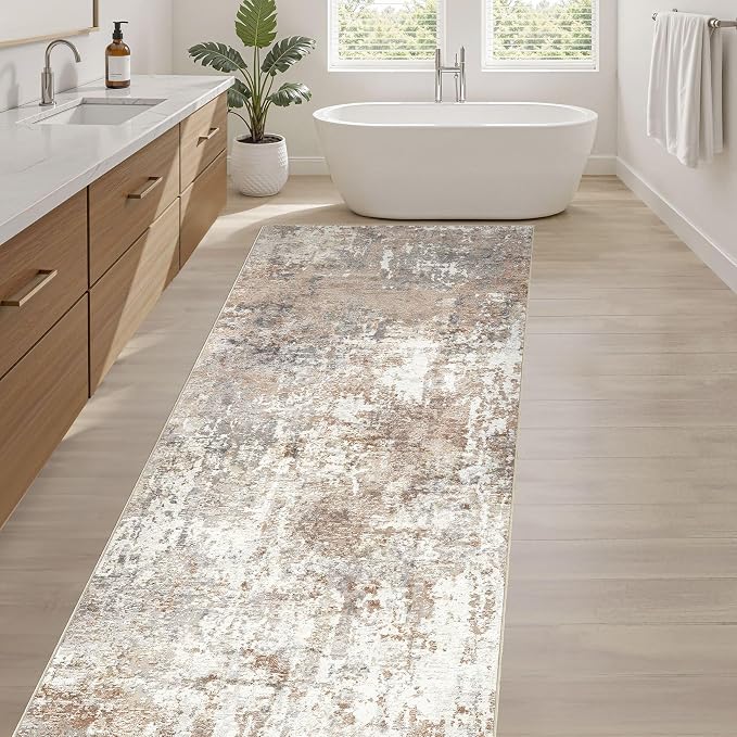 LOONGRUG Runner Rug 3x8 Washable Non-Slip Kitchen Neutral Modern Rug | Abstract - Image 5