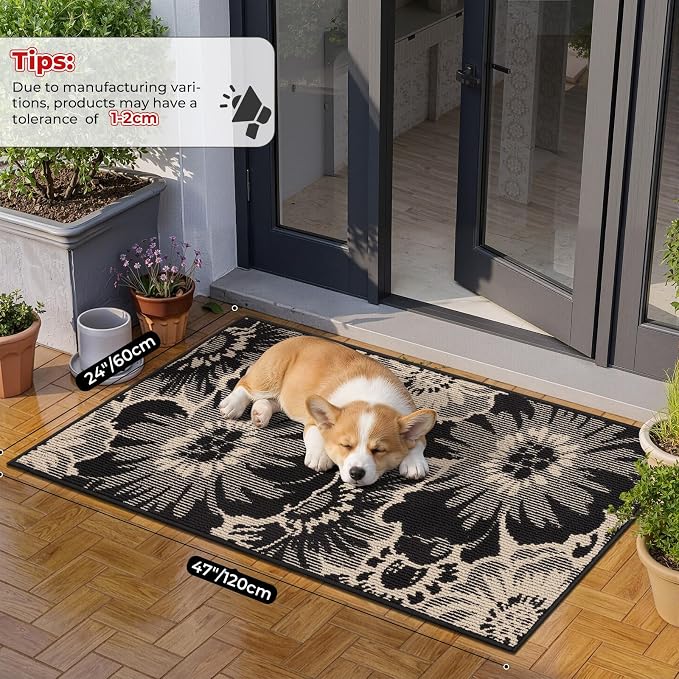 Findosom Hallway Runner Rug 2x4, Non Slip High-Low Textured Floral Washable - Image 2