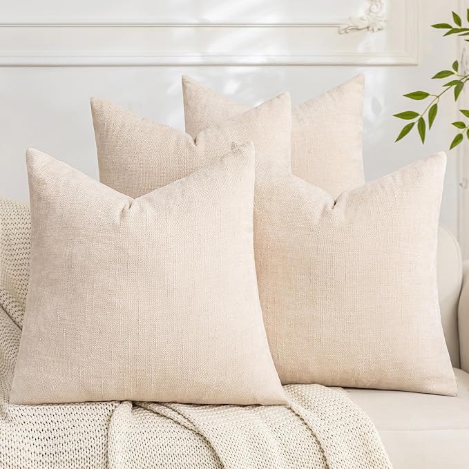 Set of 4 Soft Textured Decorative Throw Pillow Covers 22x22 Inch Cozy Farmhouse by Cozoomy