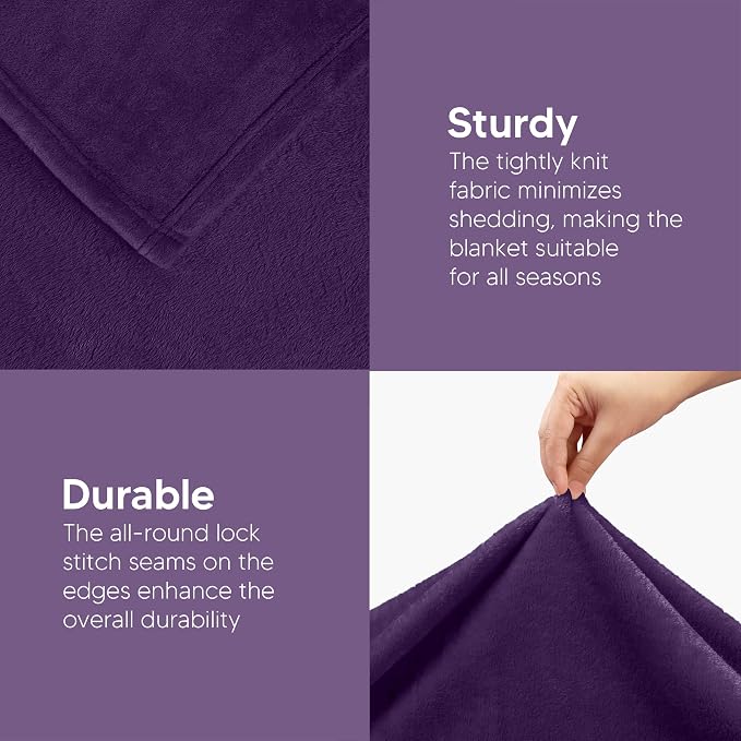 Utopia Bedding Ultra Soft Fleece Bed Blanket Full Size Purple | Microfiber - Image 7