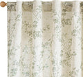 Extra Long Green Vintage Floral Linen Curtains Farmhouse 2 Panels | Elisa by Lazzzy
