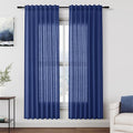 Classic Blue Linen Curtains 72 Inch Length by Nanspring