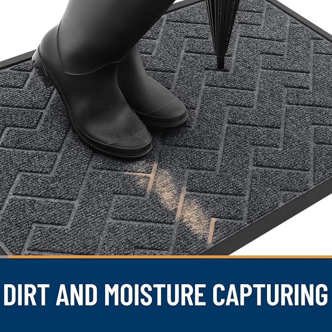 OLANLY Front Door Mat Outside 59x34, All-Season Absorbent Rubber Doormat | Grey - Image 7