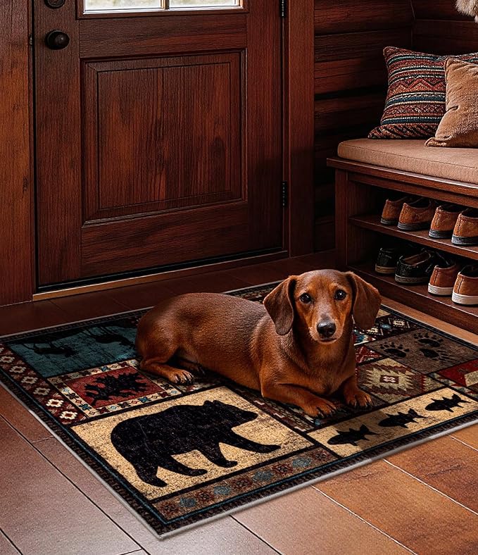 Washable Entryway Rug, 2x3 Rustic Cabin Area Rug, Non-Slip Indoor Door Mat - Image 5