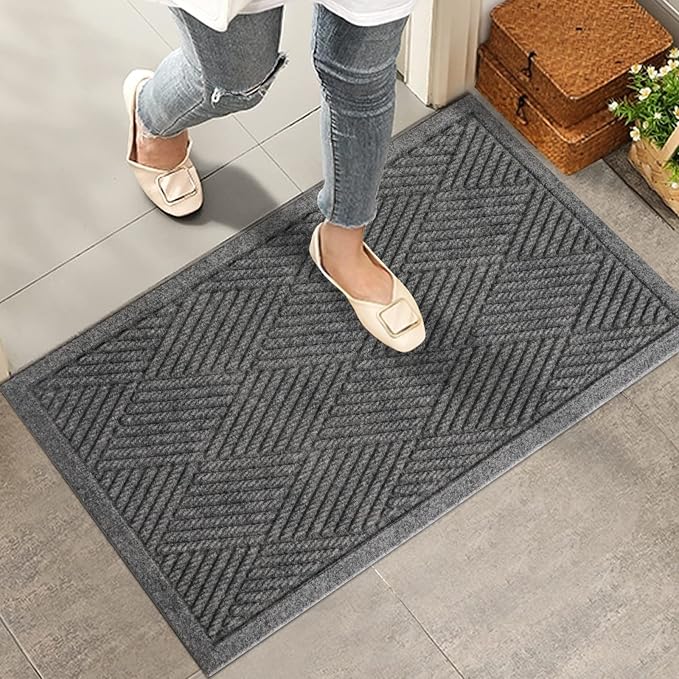 Sturdy Front Door Mat, Absorbent Muddy Dirt Resist Welcome Door Mats Outdoor by HIYARD