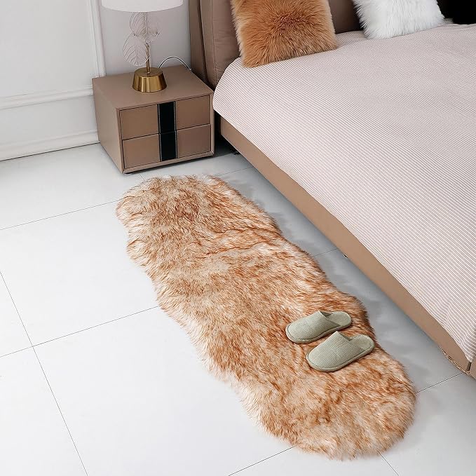 linmopm Faux Fur Sheepskin Rug, 2x6 ft Runner, High-Density Cushion, - Image 5