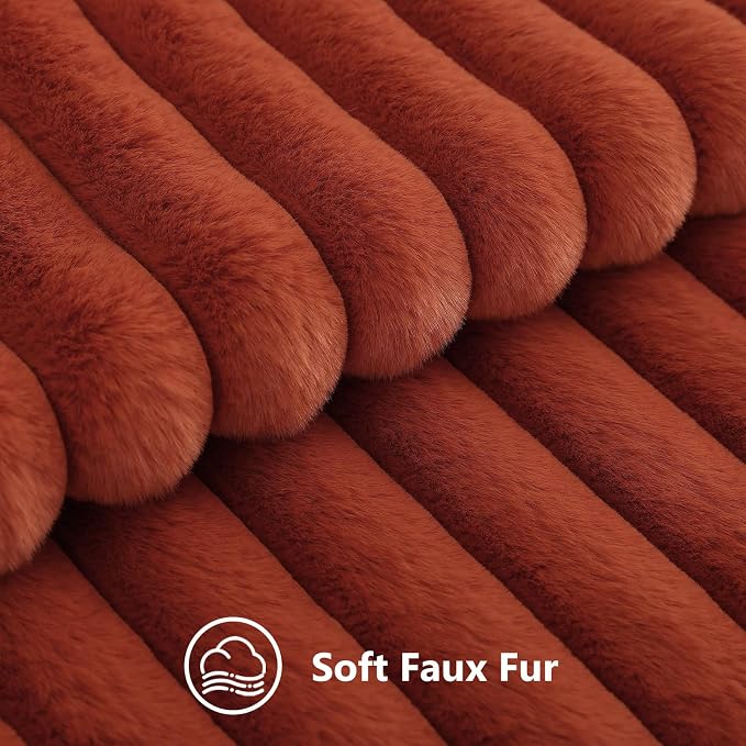 decorUhome Fall Faux Fur Throw Pillow Covers 18x18 Set of 2 Rust | Decorative - Image 2