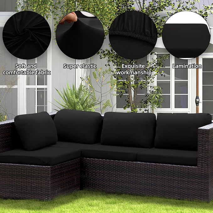 12PCS Patio Cushion Covers, Patio Furniture Couch Seat Slipcovers | Washable - Image 4