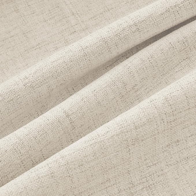 MIULEE 100% Blackout Linen Curtains 42 x 63 Inch Light Ivory 2 Panels | Thermal - Image 9