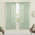 Fresh Green Linen Boho Curtains 68 inch Length 2 Panels by LAMIT