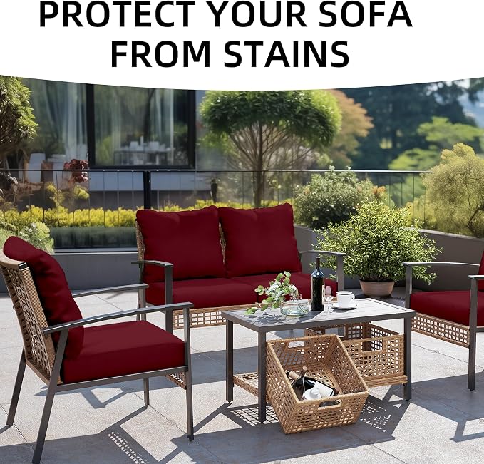 14PCS Patio Cushion Covers, Patio Furniture Couch Seat Slipcovers | Washable - Image 4