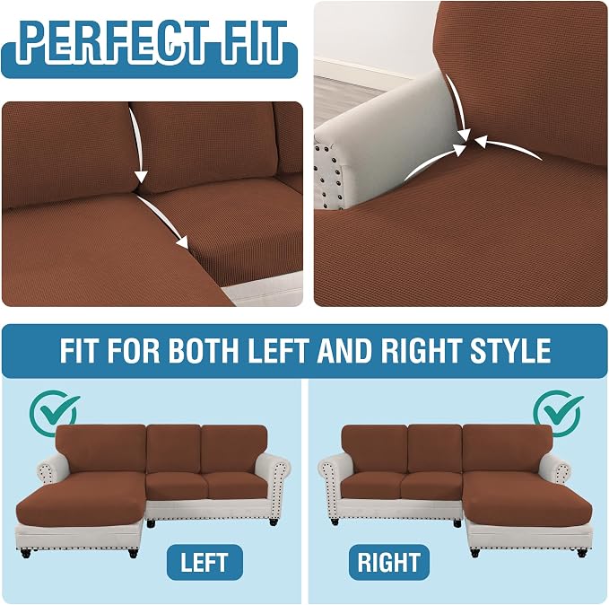 H.VERSAILTEX Sectional Couch Covers 6 Pieces Stretch Sofa Covers - Image 5