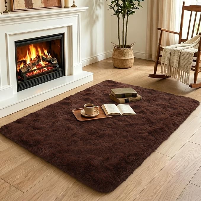 2x3 Brown Fluffy Soft Area Rug Non-Slip - Image 4