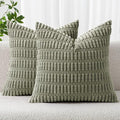 MIULEE Corduroy Decorative Throw Pillow Covers 20x20 Light Olive Pack of 2 | by MIULEE
