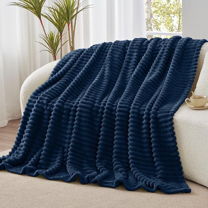 BEDELITE Striped Fleece Throw Blanket, Soft Cozy, Lightweight Warm, Machine - Image 6