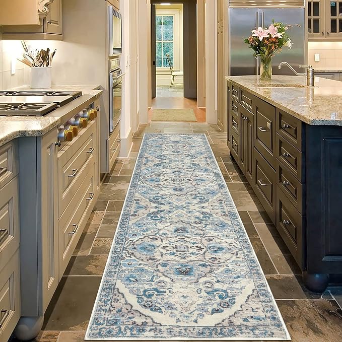 HEBE Hallway Runner Rug 2'x8', Washable Non Slip Kitchen Rug Runner | Soft Boho - Image 7