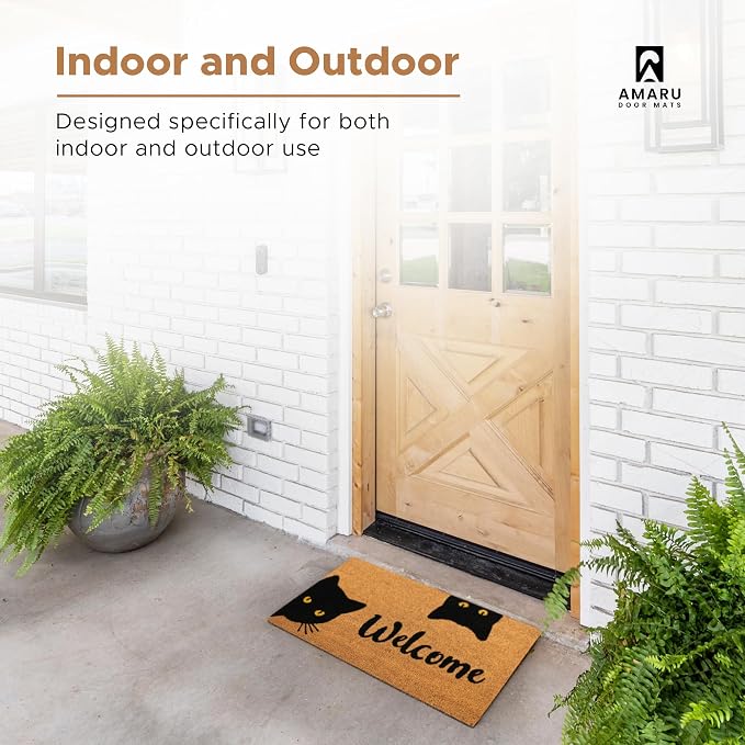 Coir Welcome Mat, Welcome Cats, 17 x 29 in | 100% Natural Coir, Anti-Shedding - Image 4