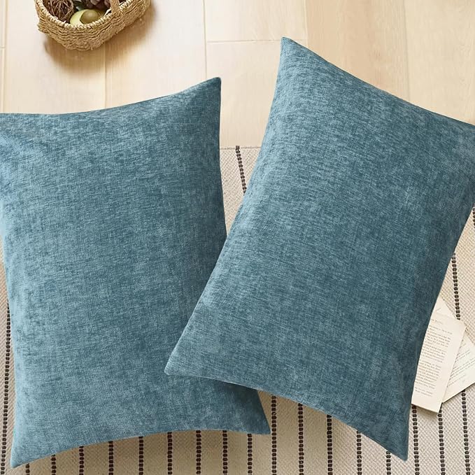 CaliTime Decorative Standard Throw Pillow Covers 26 X 20 Inches Smoke Blue | - Image 5