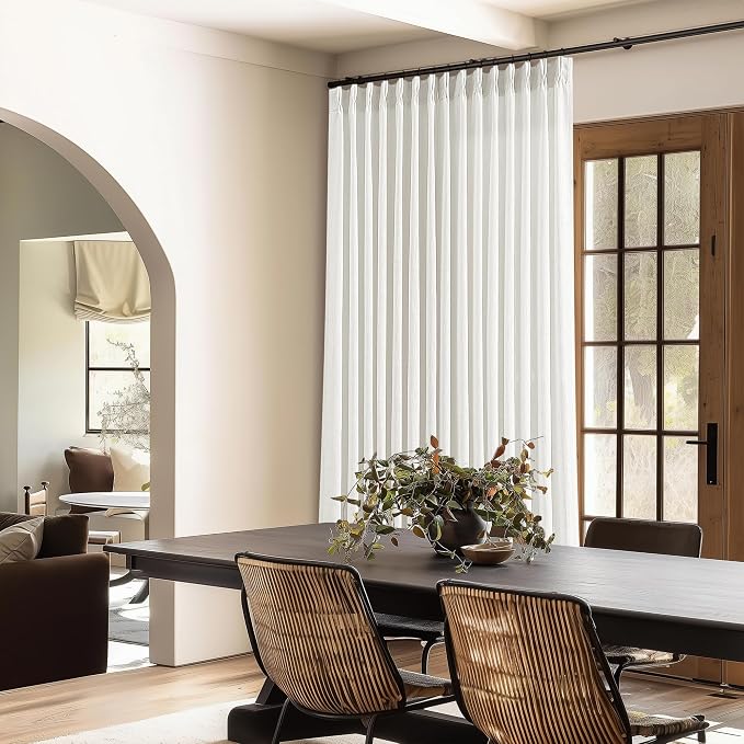 Beige White Pinch Pleated Extra Wide Curtain Panels 96 Inches Long 100 Wide | - Image 8