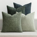 MIULEE Soft Decorative Chenille Pillow Covers Green Navy 16x16 Pack of 4 | by MIULEE