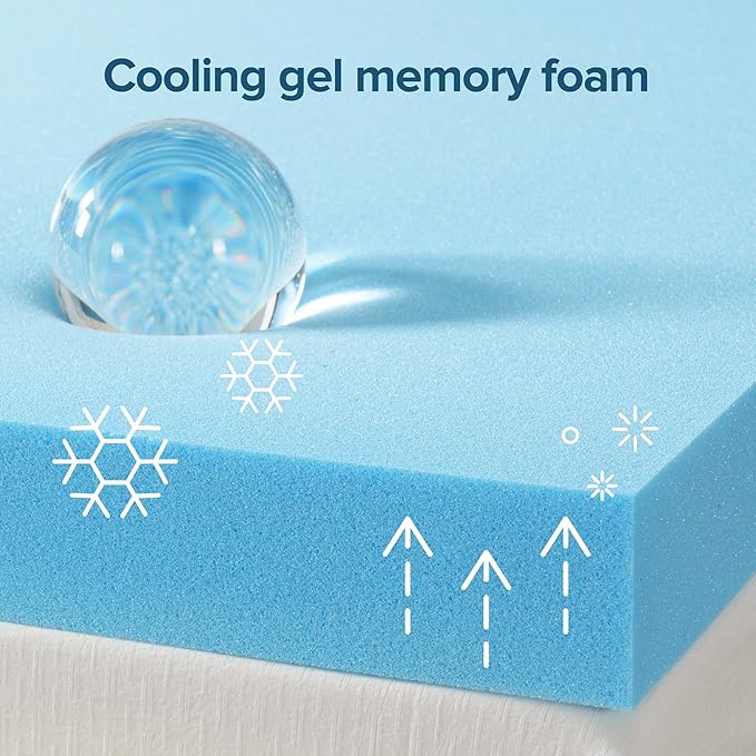 ZINUS 4 Inch Green Tea Cooling Gel Memory Foam Mattress Topper, Smaller, More Convenient WonderBox Packaging, Cooling Gel Foam, Pressure-Relieving Design, CertiPUR-US Certified, Full