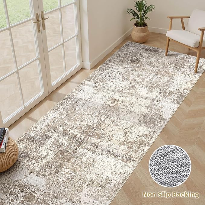 LOONGRUG Runner Rug 2x5 Washable Non-Slip Kitchen Neutral Modern Rug | Abstract - Image 3