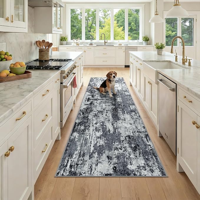 RELEANY Washable Runner 2'6"x8' Abstract Area Rug by RELEANY