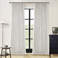 Beige White Pinch Pleated Full Blackout Linen 96 Inch Curtains 2 Panels | Room by Twodrapes