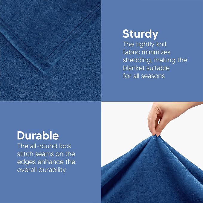 Utopia Bedding Soft Fleece Bed Blanket Twin Size Royal Blue | Microfiber Plush - Image 7