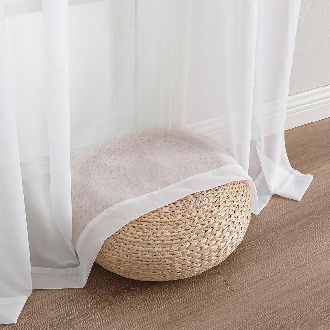 Chyhomenyc Extra Long White Sheer Curtains 120 Inches Long 2 Panels, Light - Image 6