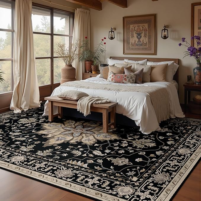 RELEANY Washable Area Rug, Water Repellent, Pet Friendly, Vintage Floral Boho - Image 7