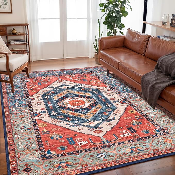 SERISSA 5x7 Washable Non Slip Boho Area Rug by SERISSAHomeDecorCollection
