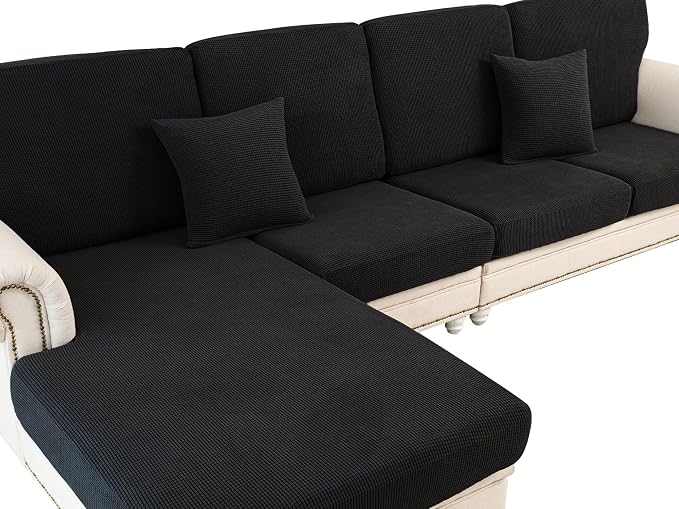 LA MEACK Couch Cushion Covers for Sectional Sofa L Shape Washable Separate Seat by LA+MEACK