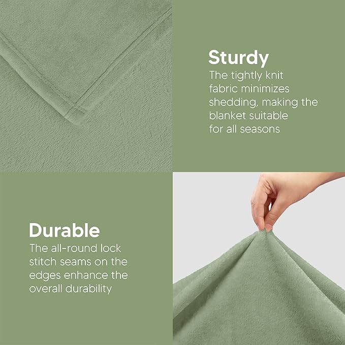 Utopia Bedding Fleece Blanket Twin Size Sage Green 300GSM Luxury Anti-Static Fuzzy Soft Microfiber Bed Blanket (60x80 Inch)
