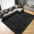 Black Area Rugs for Living Room Bedroom, 5x8 Fluffy Shaggy Rug, Soft Plush by ONASAR